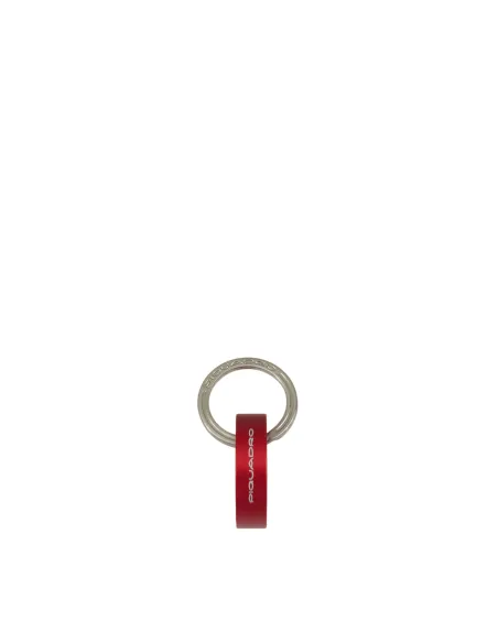 Piquadro round metal key ring with snap hook, red
