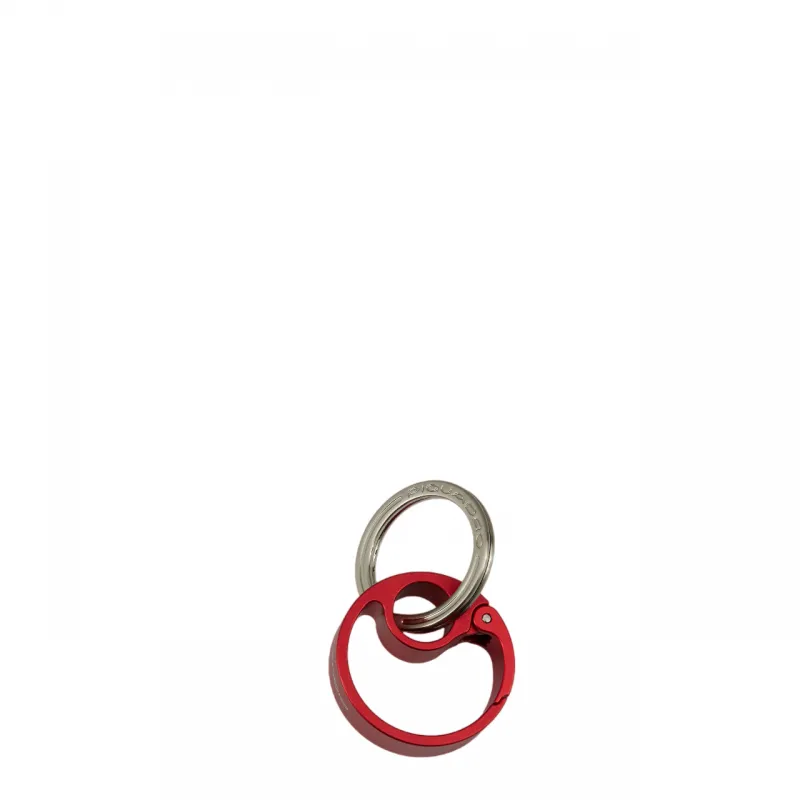 Piquadro round metal key ring with snap hook, red 2