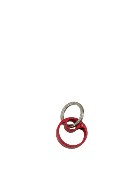 Piquadro round metal key ring with snap hook, red