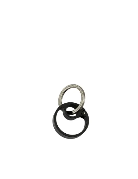 Piquadro round metal key ring with snap hook, black