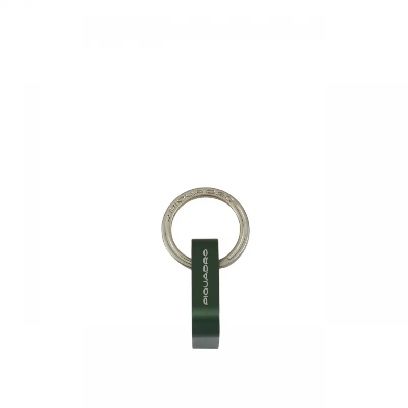 Piquadro metal key ring with triangular snap hook, green