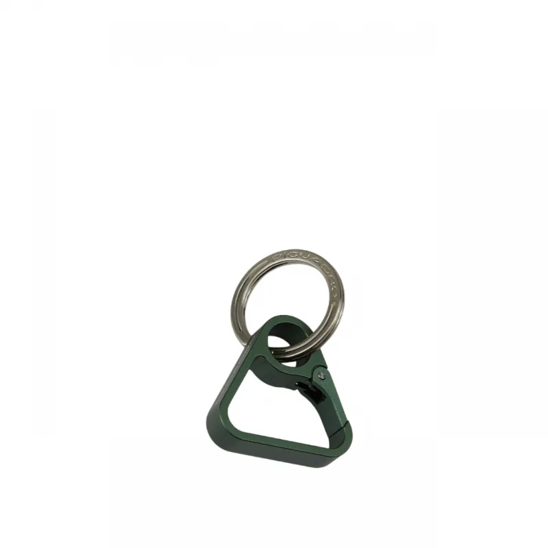 Piquadro metal key ring with triangular snap hook, green 2