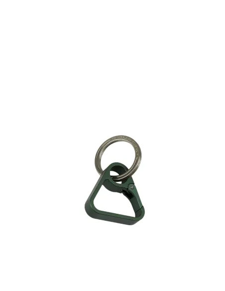 Piquadro metal key ring with triangular snap hook, green