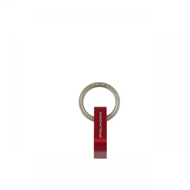 Piquadro metal key ring with triangular snap hook, red