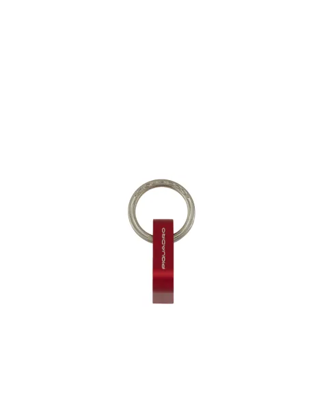 Piquadro metal key ring with triangular snap hook, red