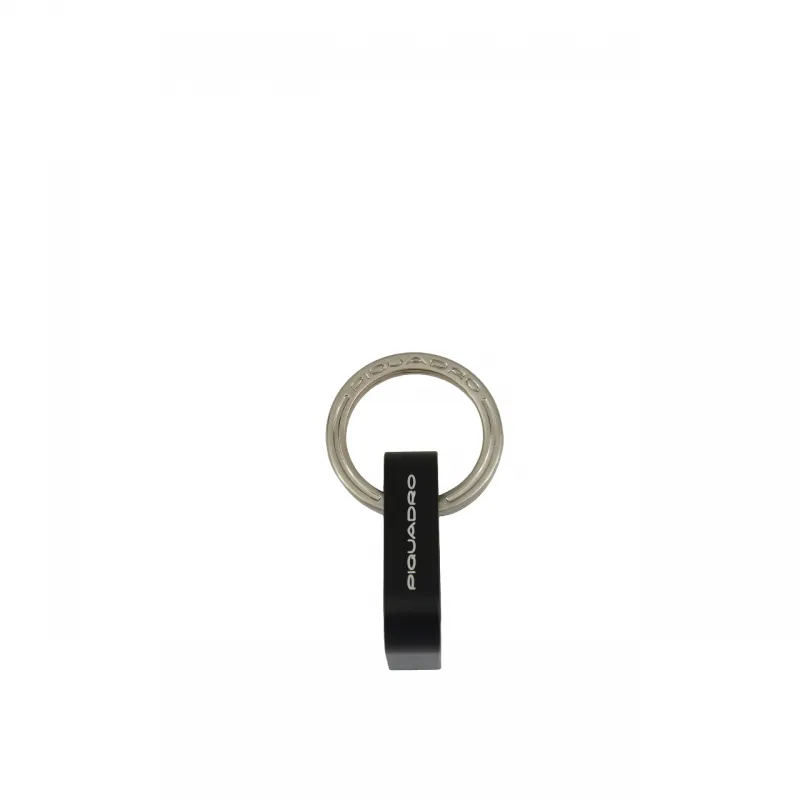 Piquadro metal key ring with triangular snap hook, black