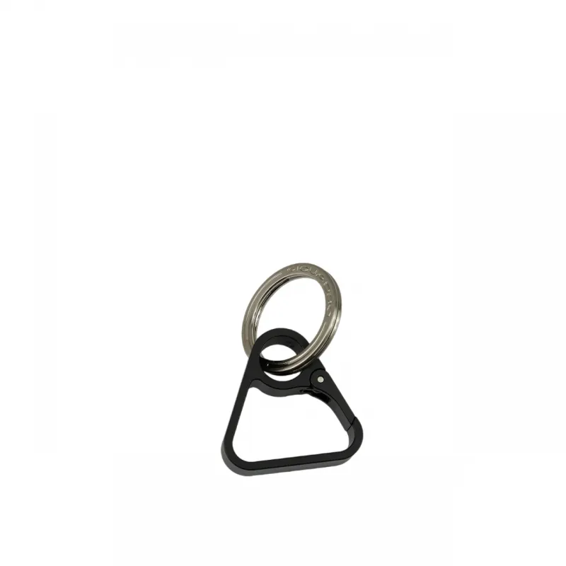 Piquadro metal key ring with triangular snap hook, black 2