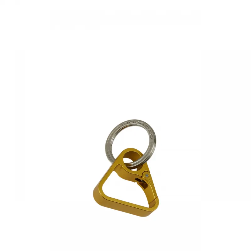 Piquadro metal key ring with triangular snap hook, yellow 2
