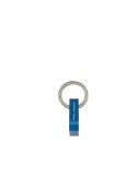 Piquadro metal key ring with triangular snap hook, blue