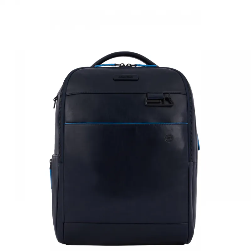 Piquadro Blue Square Revamp 14" laptop leather backpack,...