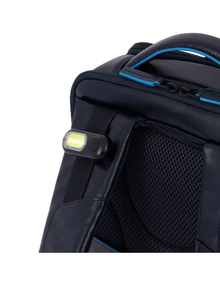 Piquadro Blue Square Revamp 14" Laptop-Rucksack aus Leder, blau