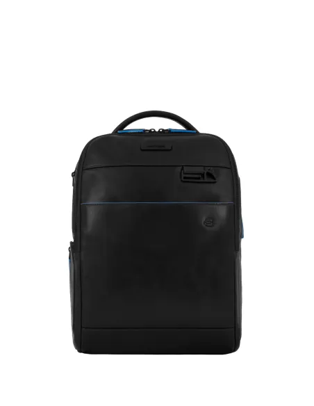 Piquadro Blue Square Revamp 14" Laptop-Rucksack aus Leder, schwarz