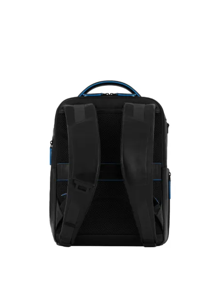 Piquadro Blue Square Revamp 14" Laptop-Rucksack aus Leder, schwarz
