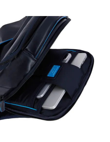 Piquadro Blue Square Revamp 14" Laptop-Rucksack aus Leder, schwarz