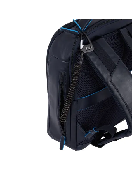 Piquadro Blue Square Revamp 14" Laptop-Rucksack aus Leder, schwarz