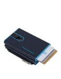 Piquadro Blue Square Compact Wallet für Scheine mit Münz-Fach, blau
