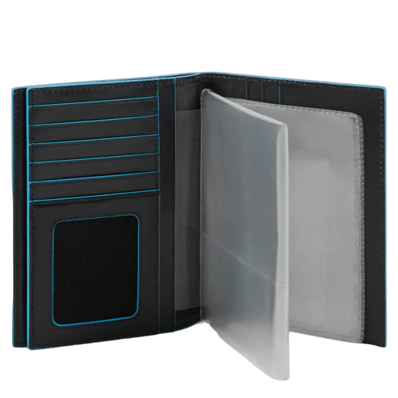 Piquadro B2 Reisepasshalter aus Leder, schwarz