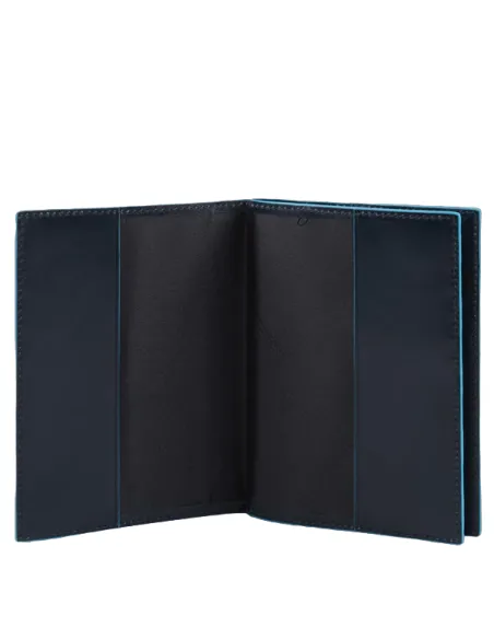 Piquadro B2 leather passport holder, blue