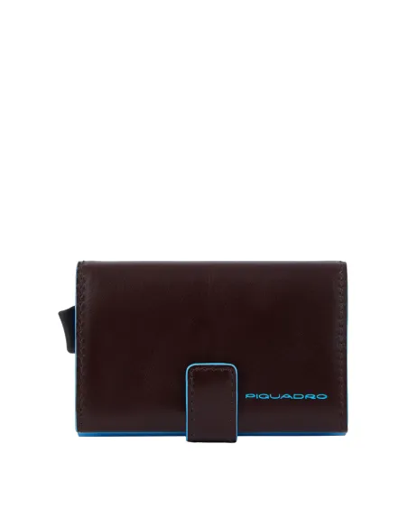 Piquadro Blue Square Banknoten- und Kreditkarteninhaber mit Schiebesystem, Dunkelbraun