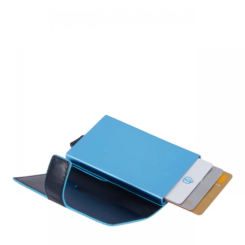 Piquadro B2 Metal and leather credit card holder with...