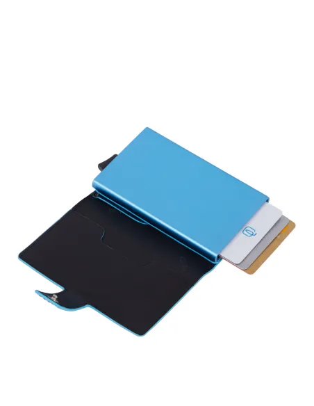 Porta banconote e carte di credito con sistema scorrevole Piquadro Blue Square, nero