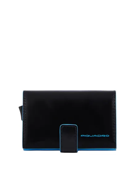 Porta banconote e carte di credito con sistema scorrevole Piquadro Blue Square, nero