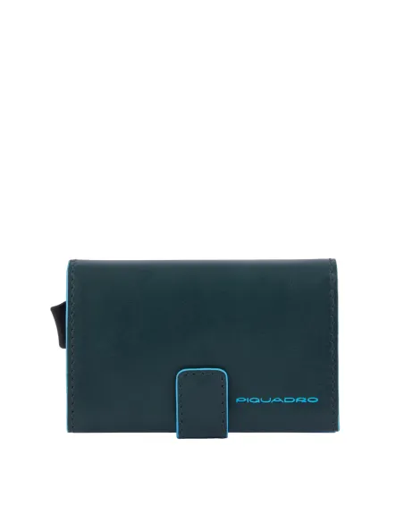 Piquadro Blue Square Banknoten- und Kreditkarteninhaber mit Schiebesystem, grün-grau