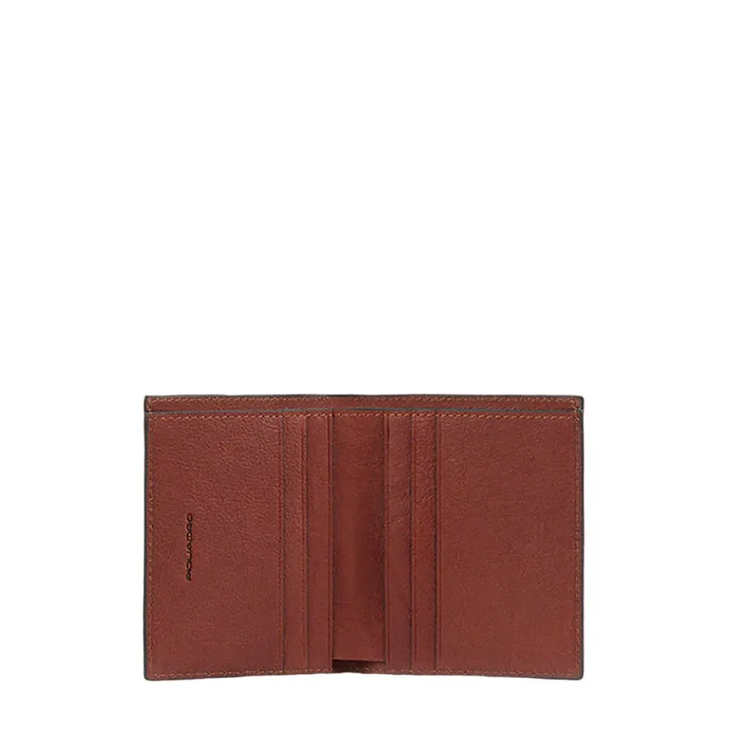 Piquadro Black Square men's small upright wallet, brown
