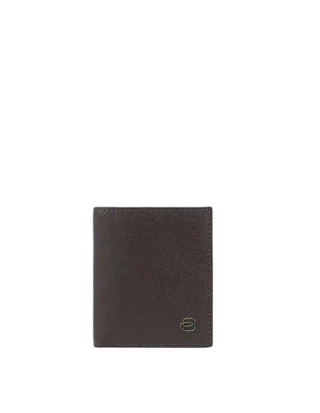 Kleine vertikale Herrengeldbörse mit Münzfach Piquadro Black Square, dunkelbraun