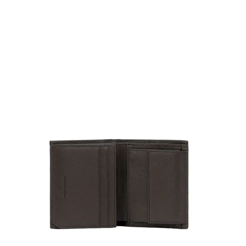Piquadro Black Square small vertical wallet, dark brown