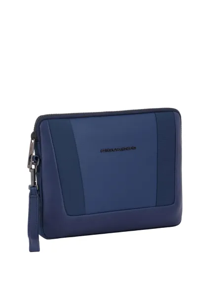 Piquadro Wallaby iPad®mini clutch bag in recycled fabric, blue