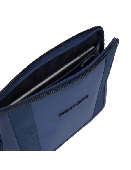 Piquadro Wallaby iPad®mini clutch bag in recycled fabric, blue