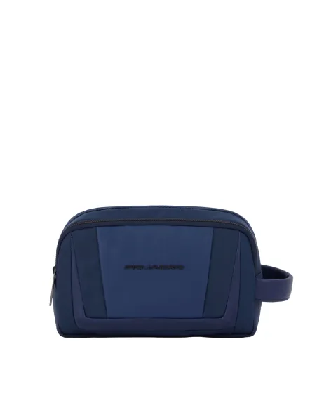 Piquadro Wallaby recycled fabric Toiletry bag with two compartments, blue