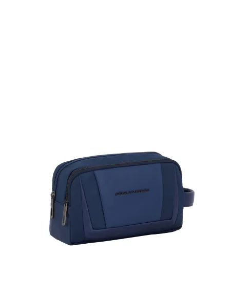 Necessaire a due comparti in tessuto rigenerato Piquadro, blu