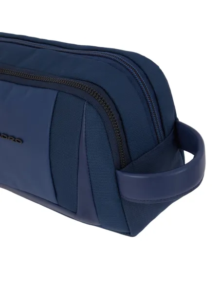 Piquadro Wallaby recycled fabric Toiletry bag with two compartments, blue