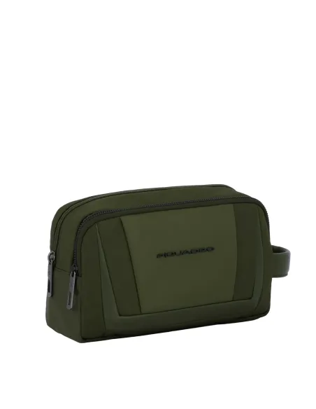 Necessaire a due comparti in tessuto rigenerato Piquadro, verde