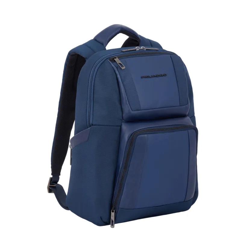 Zaino per computer e iPad in tessuto Piquadro Wallaby blu