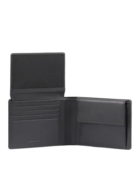 Piquadro Wallaby leather men's wallet with flip up ID window, black