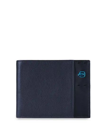 Piquadro Pulse Men's wallet with flip up ID window and coin pocket, blue
