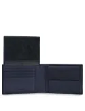 Piquadro Pulse Men's wallet with flip up ID window and coin pocket, blue