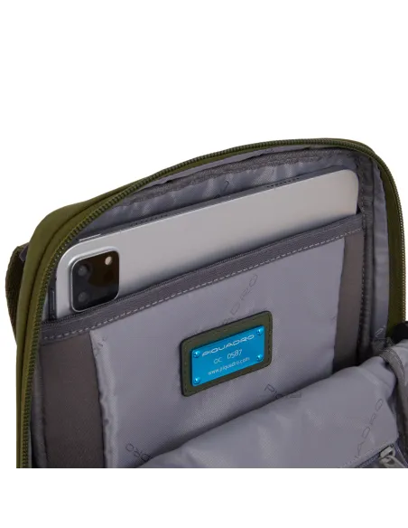 Piquadro P16 Special iPad® crossbody bag in recycled fabric, green