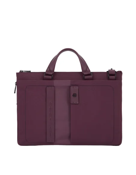 Piquadro P16 Special2 Expandable, slim computer bag in recycled fabric and leather