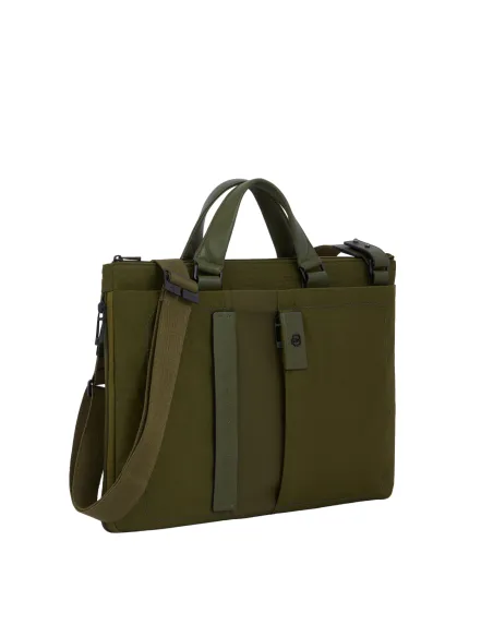 Piquadro P16 Special2 Expandable, slim computer bag in recycled fabric and leather, green