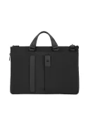 Piquadro P16 Special2 Expandable, slim computer bag in recycled fabric and leather, black