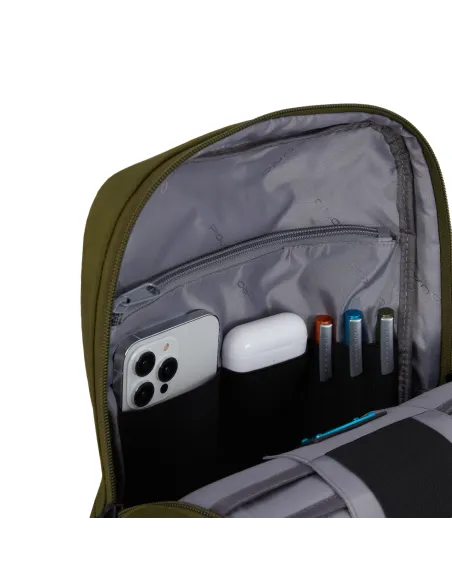 Zaino per computer da 14 e iPad® in tessuto riciclato e pelle Piquadro P16S2, nero