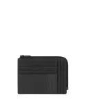 Piquadro P16 Speciale2 Zipper coin pouch with document holder and credit card slots, black