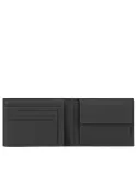 Piquadro P16 Special2 Men's wallet with flip up ID window, coin pocket and credit card slots, black