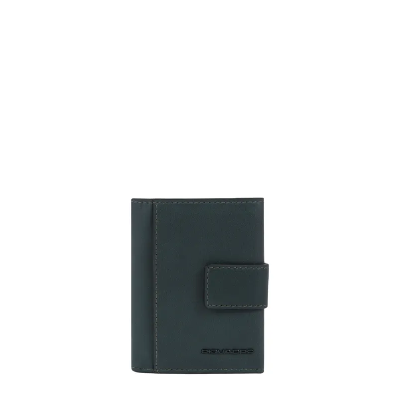 Portafoglio trifold compatto in pelle Piquadro Tiger, verde 2