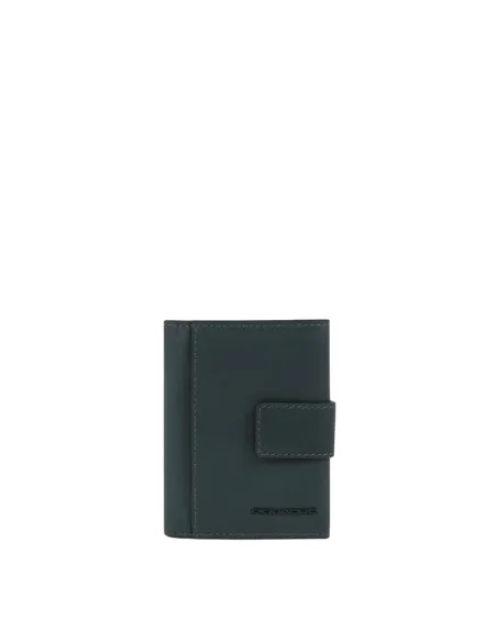 Portafoglio trifold compatto in pelle Piquadro Tiger, verde