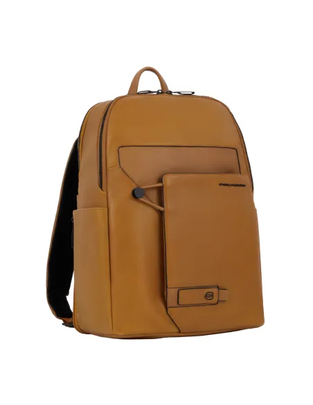 Zaino in pelle Piquadro Aye porta pc da 14, giallo